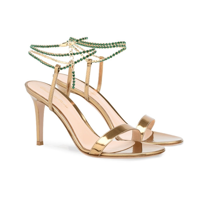 Portofino of Gianvito Rossi - Leather sandals with ankle strap, pink/beige  for women