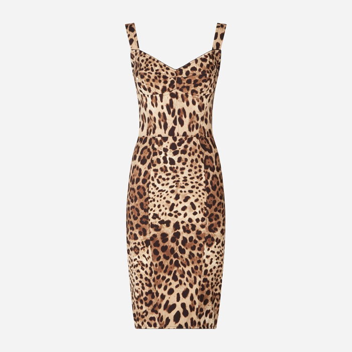 Dolce and Gabbana Leopard-print cady corset-style midi dress – Angel ...